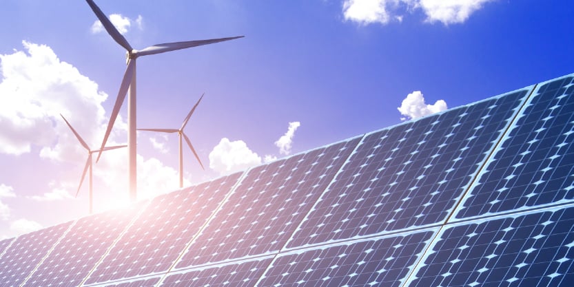 solar panels and wind turbines